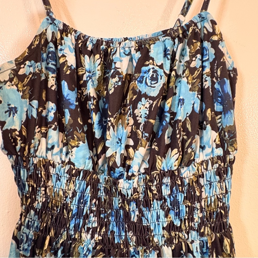 Grace Karin Womens Blue Floral Maxi Dress Small Smocked NWT - Picture 5 of 13